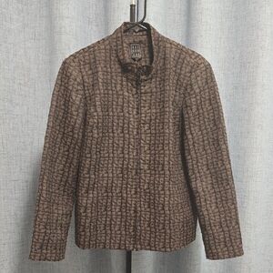 Due Per Due‎ Abstract Black And Brown Textured Women's Blazer Size XL
